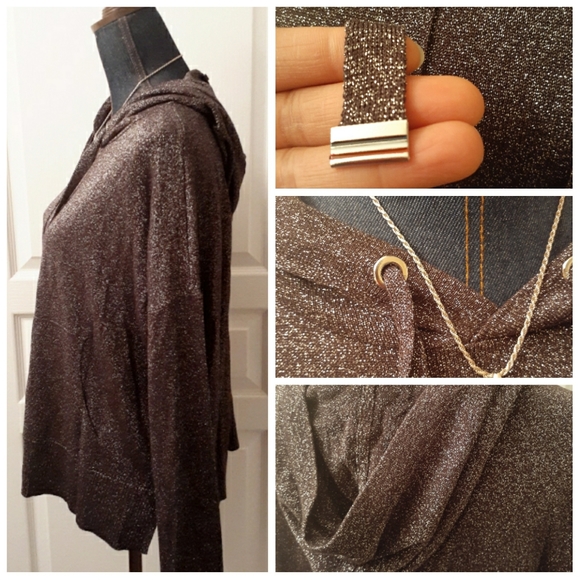 💎NWT Tommy Hilfiger Black Sparkly Stretch Hoodie - Picture 4 of 7